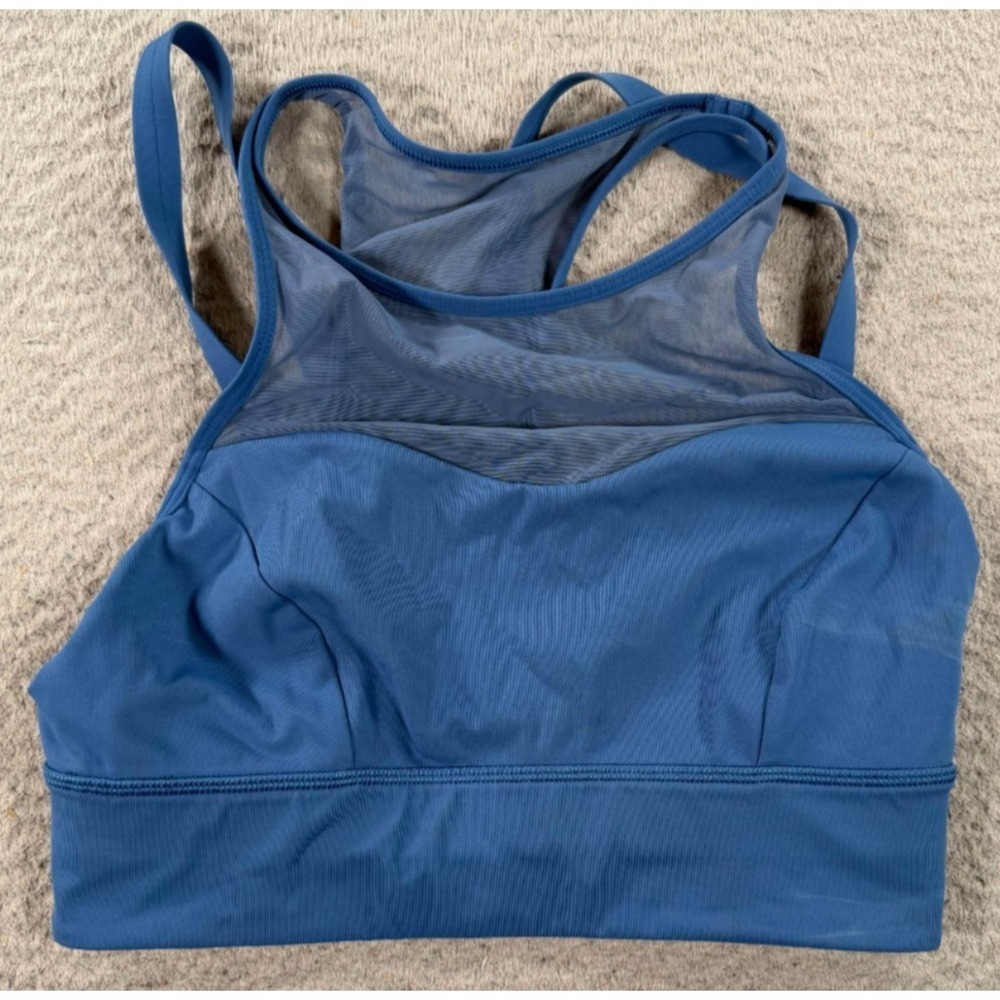 Lululemon Breathe It In Bra Women's 6 Blue Running Workout Sports Bra Racerback